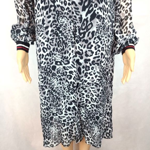 NWT Marc Cain Women's (12) Black & Gray Leopard Crepe Dress Slip Lining-$380 - Picture 5 of 15